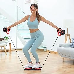 Maquina Para Tonificar Gluteos InnovaGoods Rodillo Abdominal con Discos Giratorios, Bandas Elásticas y Guía de Ejercicios Twabanarm Accesorios de Entrenamiento, Adultos Unisex, Multicolor (Multicolor), Talla Única