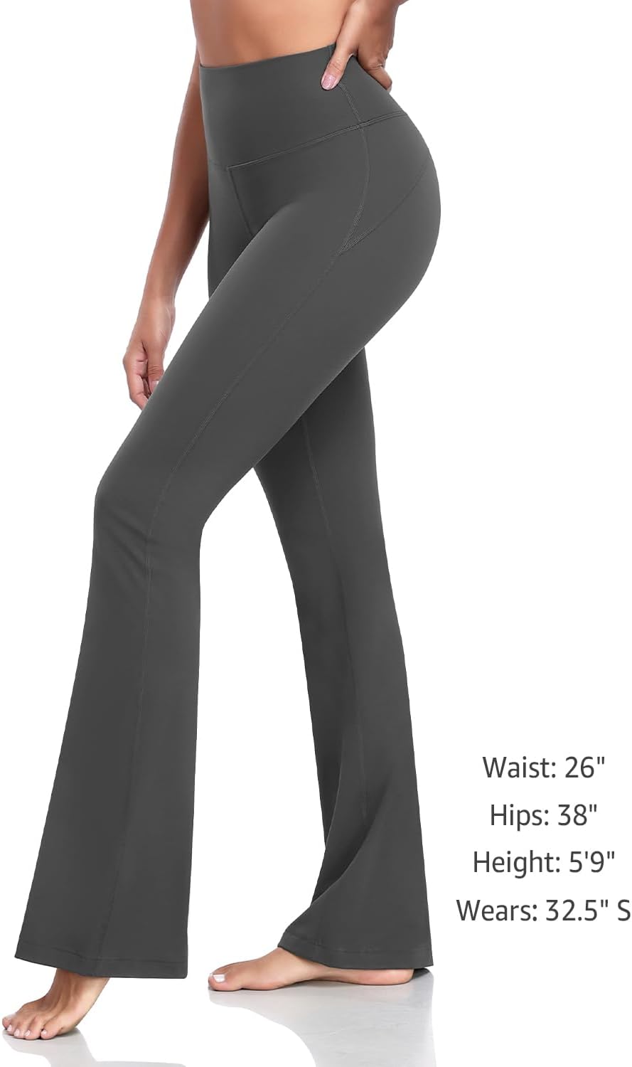 HeyNuts Mellow Flare Leggings 29"/30.5"/32.5"/34.5", High Waisted Tummy Control Wide Leg Bootcut Yoga Pants Lounge Soft