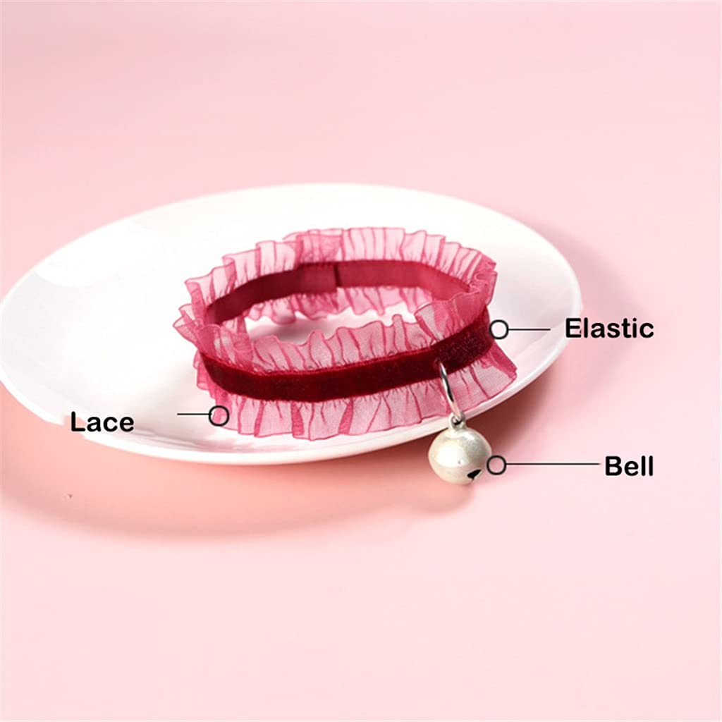 Elasticity Aksamitna koronka Zwierzęta Koty Kołnierz z Dzwonkiem Chihuahua Królik Naszyjnik Bowtie Szczeniak Psy Dzwonki Naszyjniki Akcesoria dla kotów (Sliver Small)