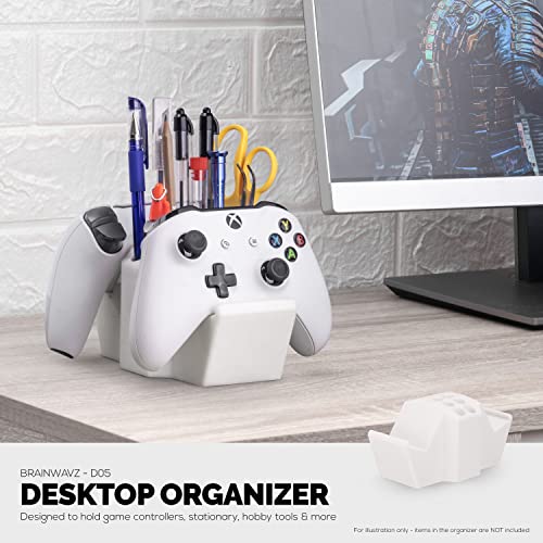 Image of Game Controller Holder & Desktop Pen Organizer Stand With Ten Slots for Pens, Pencils, Stationery, Craft Tools & More - Universal Design for PS5 XBOX SERIES X ONE PS4 SWITCH PC Gamepads - D05 - White