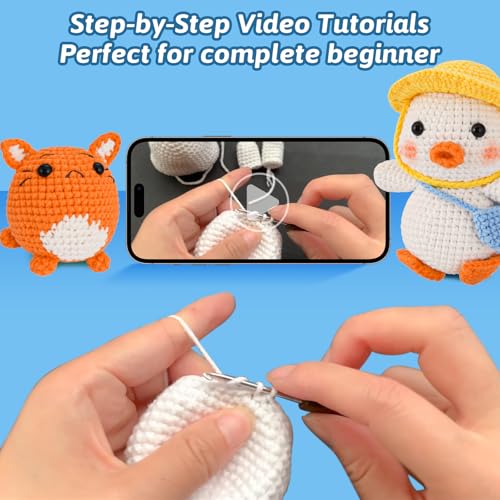 Image of Gerute 6Pcs Crochet Kit for Beginners,Crochet Animal Kit with Step-by-Step Video Tutorial, Crocheting Kit for Starters, Beginner Crochet Kits for Adult Kid Women Men Complete Kit Included (40%+ Yarn