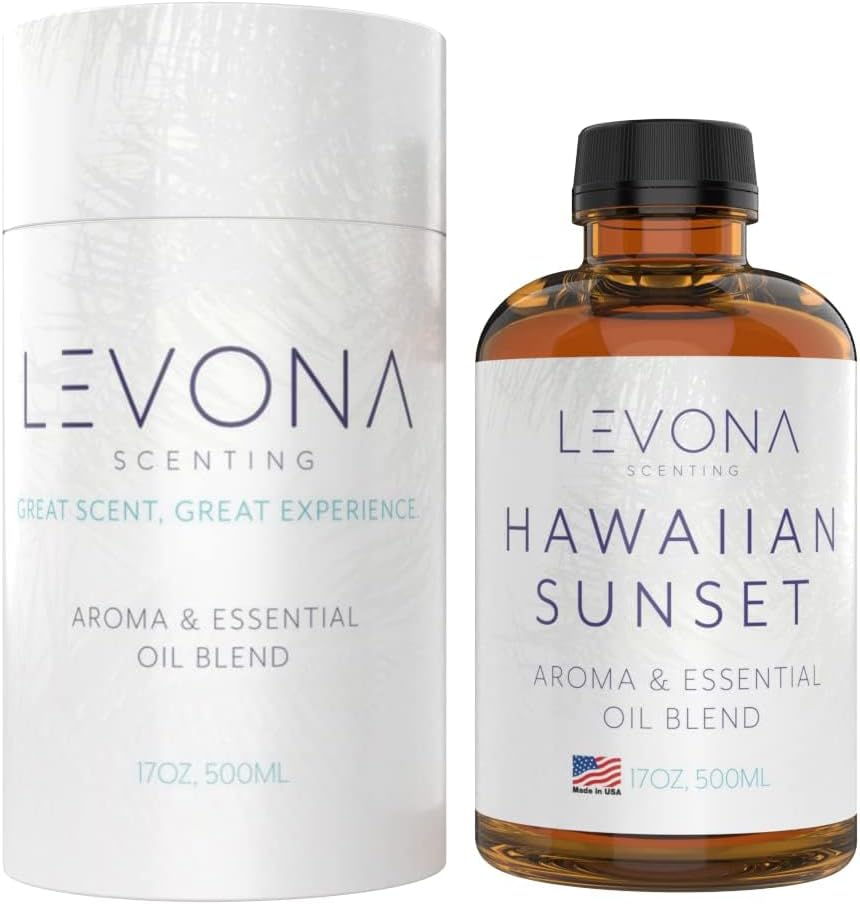 Levona Scent Essential Oil - Fresh Aroma for Home, Office, Hotel & Spa, Perfect in Humidifiers and Diffusers, Luxury Fragrance, with Mandarin Citrus & Grape Notes - 500ml/ 17 fl oz, Hawaiian Sunset