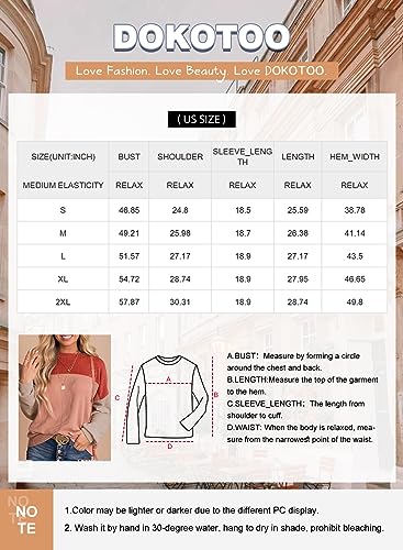 Dokotoo Womens Pullover Shirts Ladies Crewneck Long Sleeve Colorblock Tunics Blouses Autumn Winter Casual Loose Jumper Tops Fall Fashion Knitted Tops Red Medium thumb #5