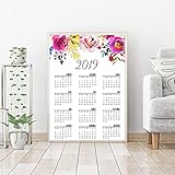❤ 60x80cm(24x32inch) GUDOJK Pintura Mural Calendario de Pared Cartel Imprimir Minimalista Arte de la Pared Lienzo Pintura Floral Calendario Imagen Decoración Moderna de la habitación del hogar-60x80cm