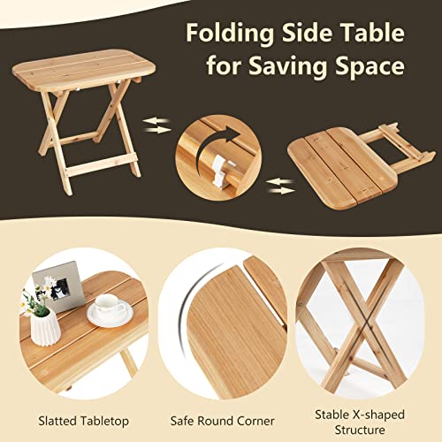 Tangkula 2 Pieces Patio Rocking Chair & Table Set, Solid Fir Wood Rocker With Folding Side Table, Indoor Outdoor Rocking Bistro Set For Balcony, Porch, Backyard, Garden, Natural #TOP6