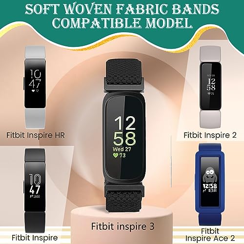 Image of Adjustable Elastic Nylon Sport Bands Compatible with Fitbit Inspire 3 /Inspire 2 /Inspire /Inspire HR /Ace 2 /Ace 3, Soft Loop Stretchy Straps Replacement Wristbands for Fitbit Inspire Women Men