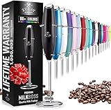 Zulay Original Milk Frother Handheld Foam Maker for Lattes - Whisk Drink Mixer for Coffee, Mini Foamer for Cappuccino, Frappe, Matcha, Hot Chocolate by Milk Boss (Metallic Black)