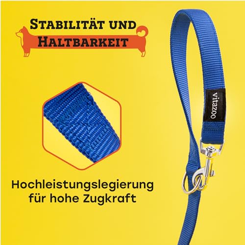 vitazoo Hundeleine in rot, fest und verstellbar in 4 Längen - geeignet für große und Starke Hunde - Hundeleine, Doppelleine - Gesamtlänge 2m