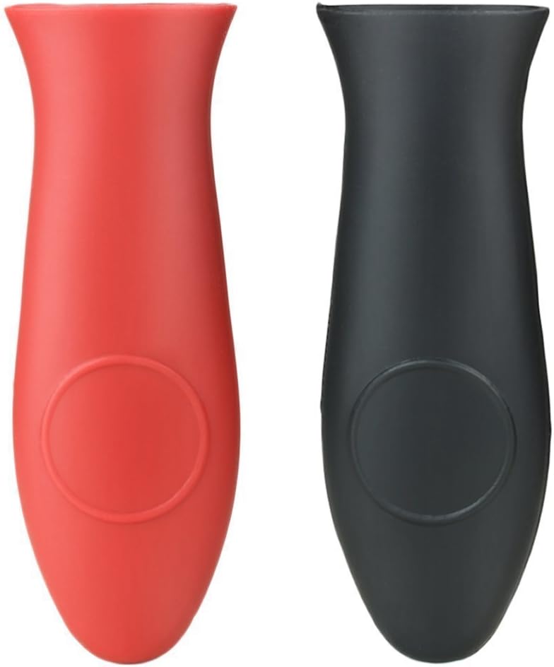 LeiYu Anti-Scald Skillet Handle Sleeve, Heat Protecting and Non-Slip Silicone Handle Cover for Cast Iron Skillets & Metal Frying Pans, 2 Pcs