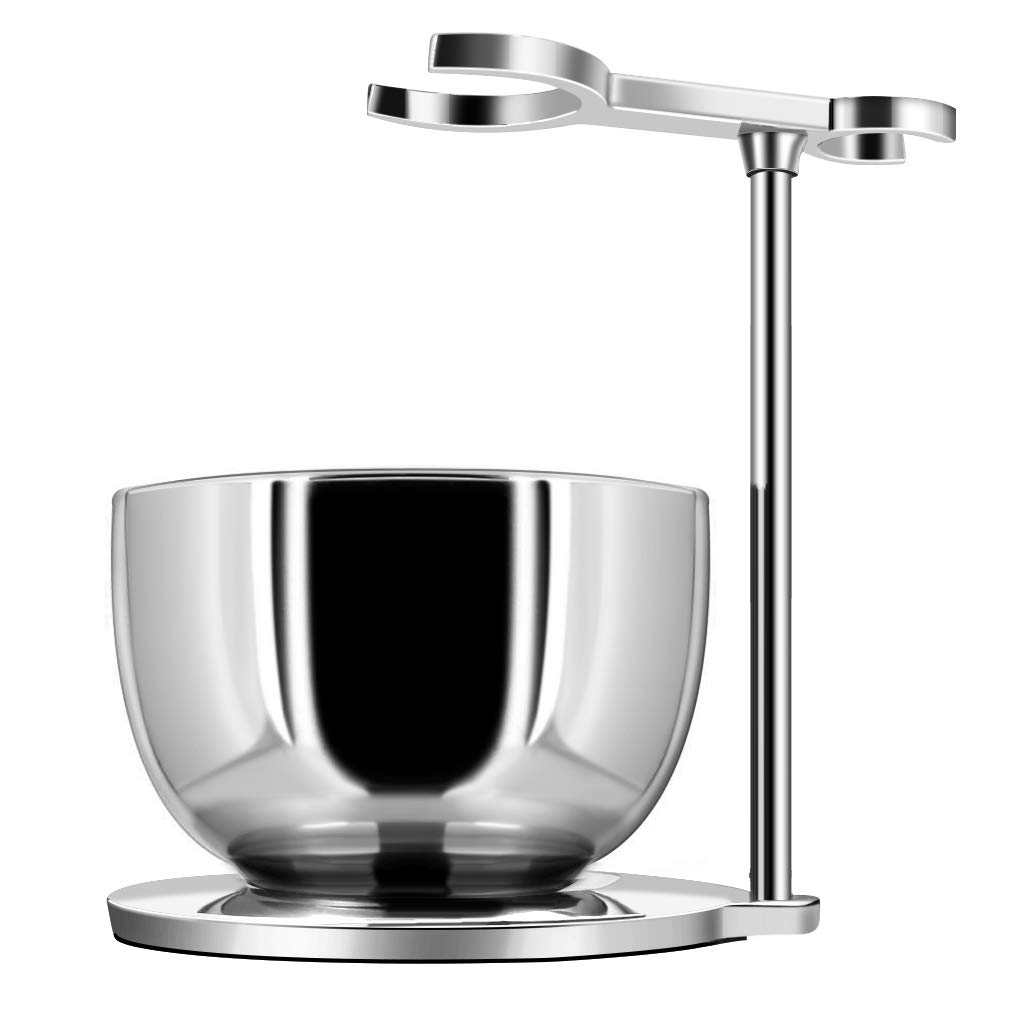 GRUTTI Luxury Shaving Organizer Stand & Bowl Set - 3-Layer Stainless Steel Bowl, Keeps Tools Dry & Organized - Gift for Dad/Husband