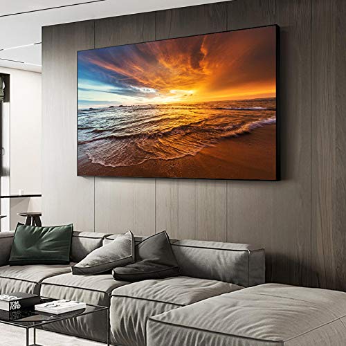 Paysage marin coucher du soleil sur toile pour une ambiance de salon relaxante