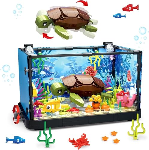 QLT Aquarium Turtle Fish Tank Ideas - Jouet de construction LED - Compatible Lego - Cadeau adultes,...