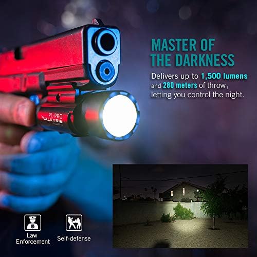 OLIGHT PL-Pro Valkyrie 1500 Lumens Rechargeable LED Pistol Rifle Weaponlight for Self-Defense Law Enforcement Hunting with Rail Adapter, MCC Special Charging Cable (Black)