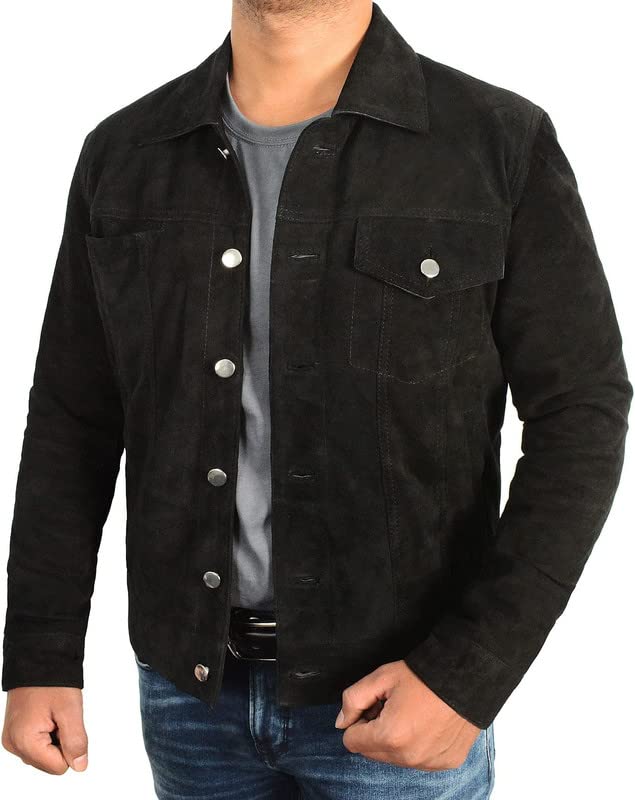 Men's Black Classic Trucker Style Casual Western Cowboy Lightweight Cotton Biker Jacket for Men4