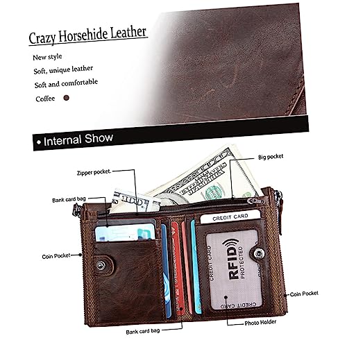 Theft Brushing Clip Leather Wallet for Men Zipper Purse Large Capacity4