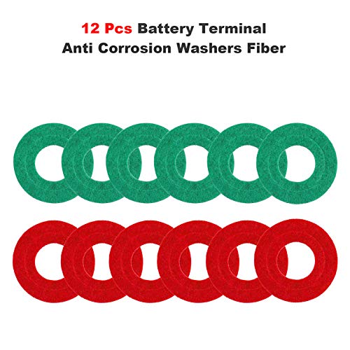 Tkdmr 12Pcs Battery Terminal Anti Corrosion Washers Protector Fiber And 2Pcs Cleaning Brush For Car Marine Boat #TOP5