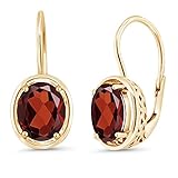 Gem Stone King Red Garnet 18K Yellow Gold Plated Silver Dangle Earrings For Women (3.60 Cttw,...