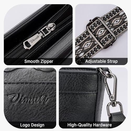 Image of Crossbody Purses for Women, Trendy Embossed Vegan Leather Bucket Bag, Travel Shoulder Handbag with 2 Detachable Straps