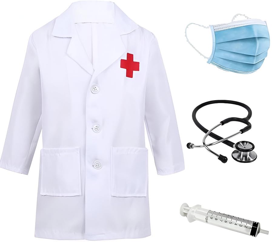 Fancy Dress Factory Kids Doctor Gear - Coat, Stethoscope, Masks & Syringes (5-6 Years) (B0D7MN7D5J) Amazon Price History, Amazon Price Tracker