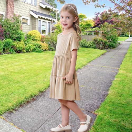 Toddler Baby Girls Dress Little Girl Summer Dress Casual Short Sleeve Round Neck Party Baby Beach Sundress 18M-6T4