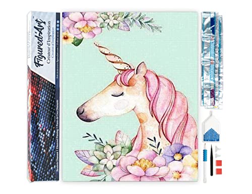 Figured\'Art Diamond Painting Erwachsene 40x50cm Ganze Leinwand gerollt Einhorn 5D Bilder Eckige Steine - DIY Set Basteln Figured\'Art Diamond Painting Erwachsene 40x50cm Ganze Leinwand gerollt Einhorn 5D Bilder Eckige Steine - DIY Set Basteln