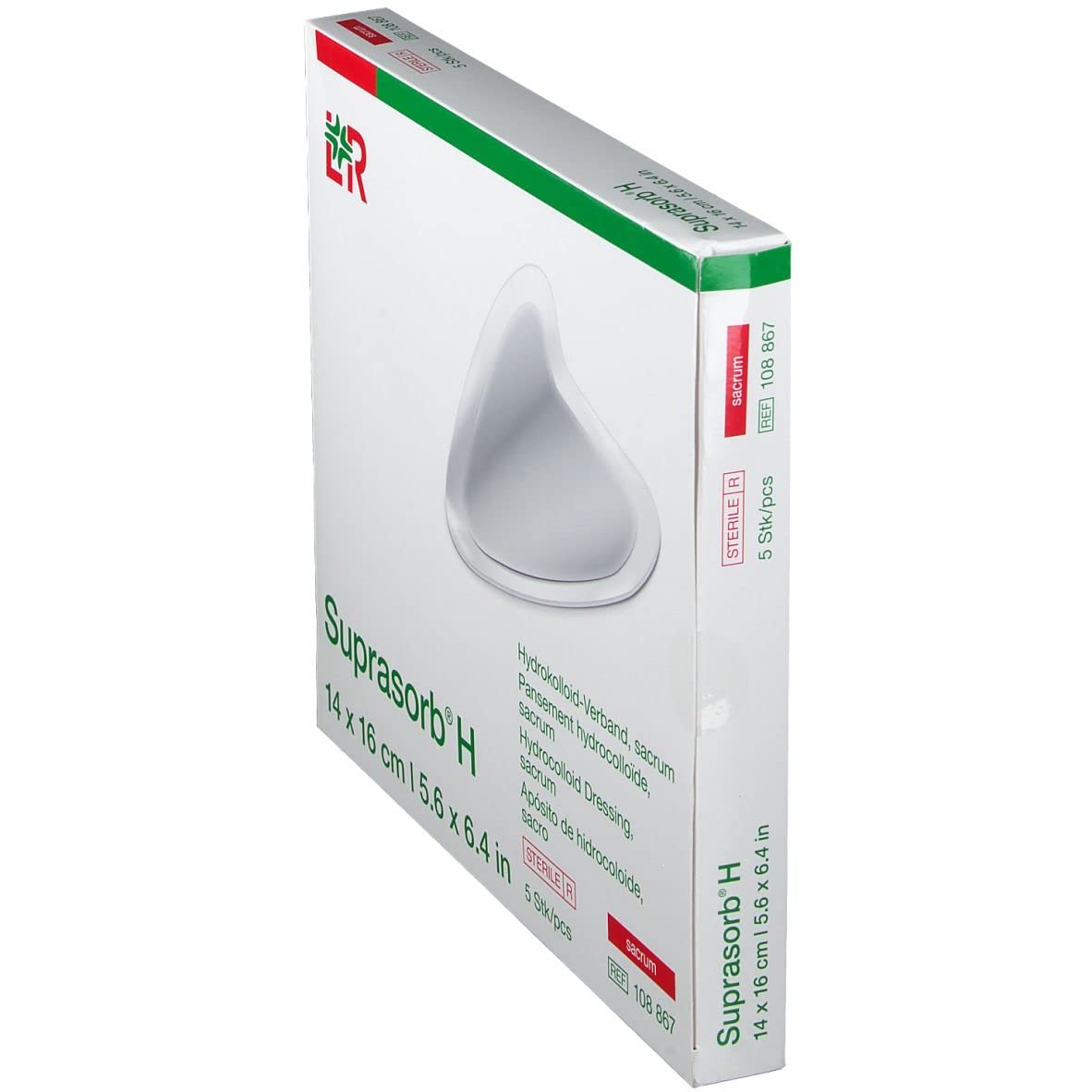 Lohmann-Rauscher 108867 Suprasorb H sakrum opatrunek hydrokoloidowy, 14 cm x 16 cm, 5 sztuk