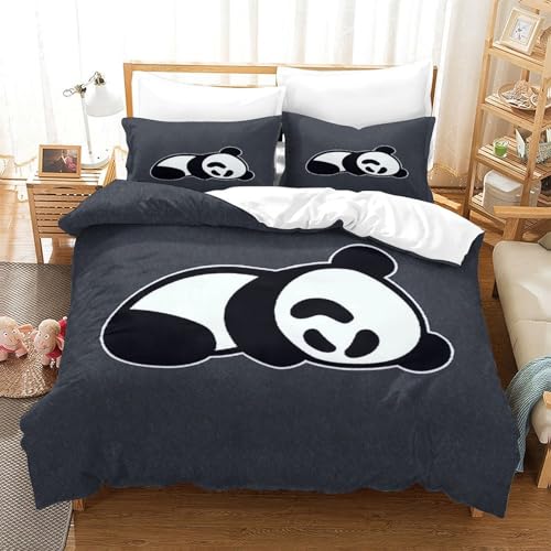 Housse de couette panda hypoallergénique avec fermeture éclair microfibre