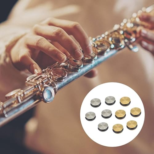 FAVOMOTO 10 PCS Metal Flute Plugs, Universal Flute Open Hole Plugs Flageolet Key Sockets Cover Wind Music Repair Parts Accessories for Musician
