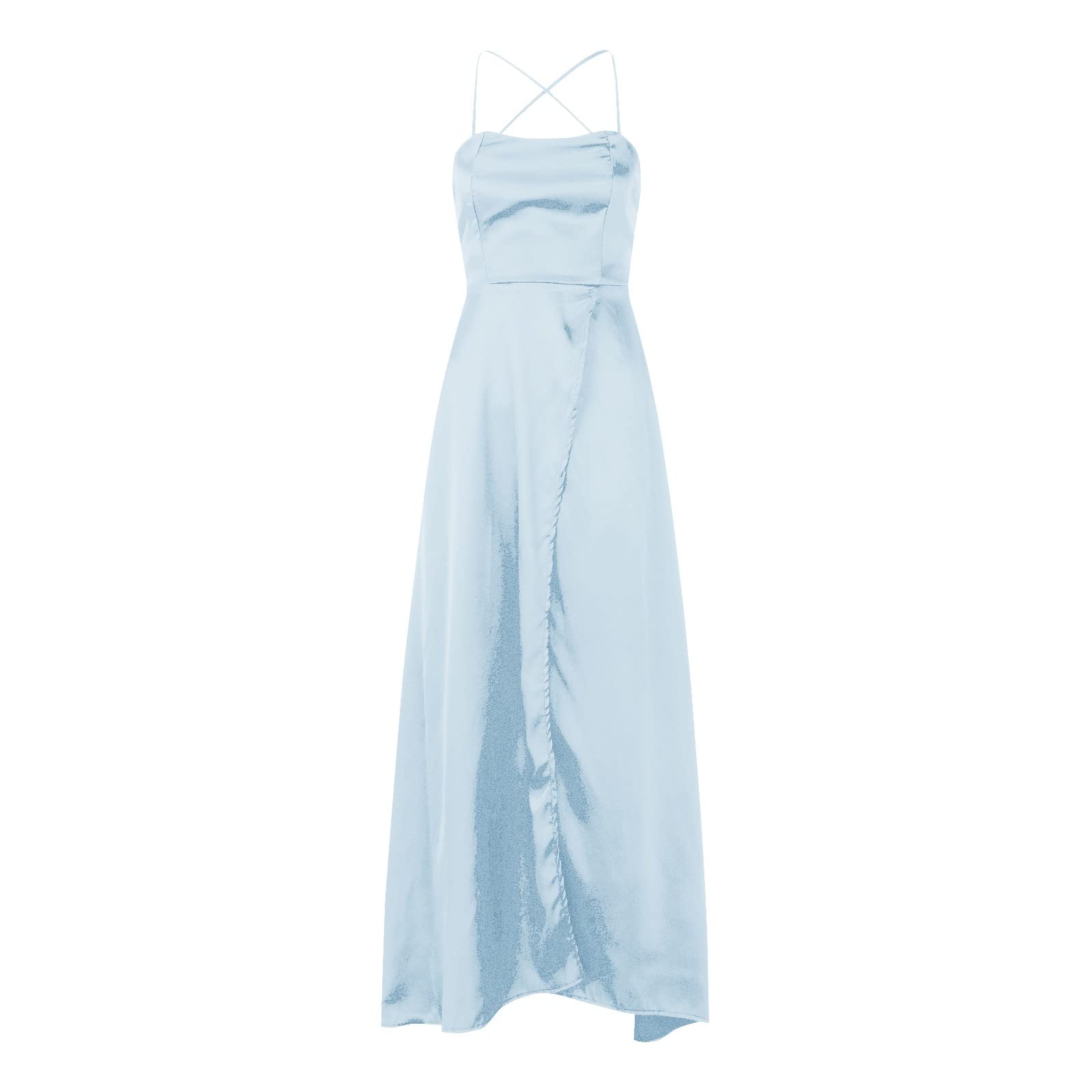 2026 – Robe de bal longue pour femme élégante dos nu robe longue en satin avec bretelles spaghetti pour fête, soirée de mariage, robe de soirée avec poches, robe de bal courte en tulle