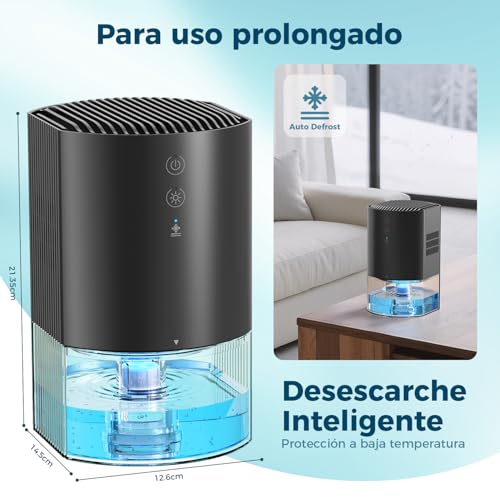Miniatura 5 de Aroeve Deshumificadores De Humedad 990ml, Deshumificadores Silencioso Para Dormitorio Con 7 Luces De Color, Apagado Automático, Protector De Descongelación, Deshumidificador De Uso 24h Para Casa