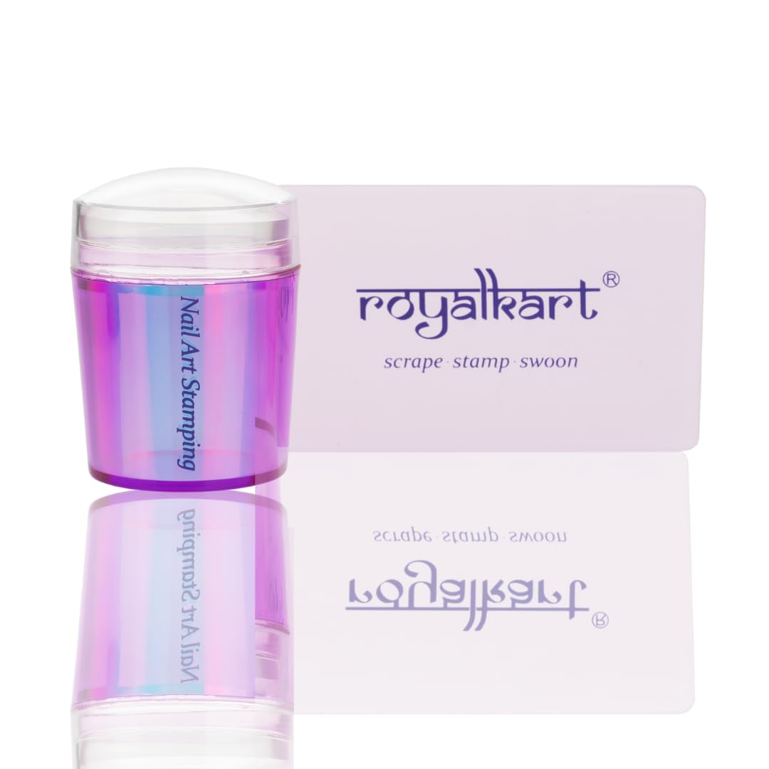 Royalkart Nail Art Stamper Kit with French Nail Stampers, Nail Scrapers and Stamper Heads Replacement
