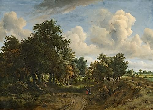 Lienzo de pintura mural de un paisaje boscoso de Meindert Hobbema para hogar 60x90cm