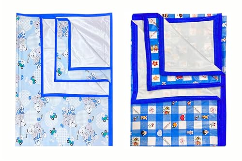 Image of EcoSoft Plastic Sheet,PVC Sheet for Kids,Rubber Sheet for Babies,Bed Wetting Protector(90 x 135 cm) (Blue Bear & Blue Good Day)
