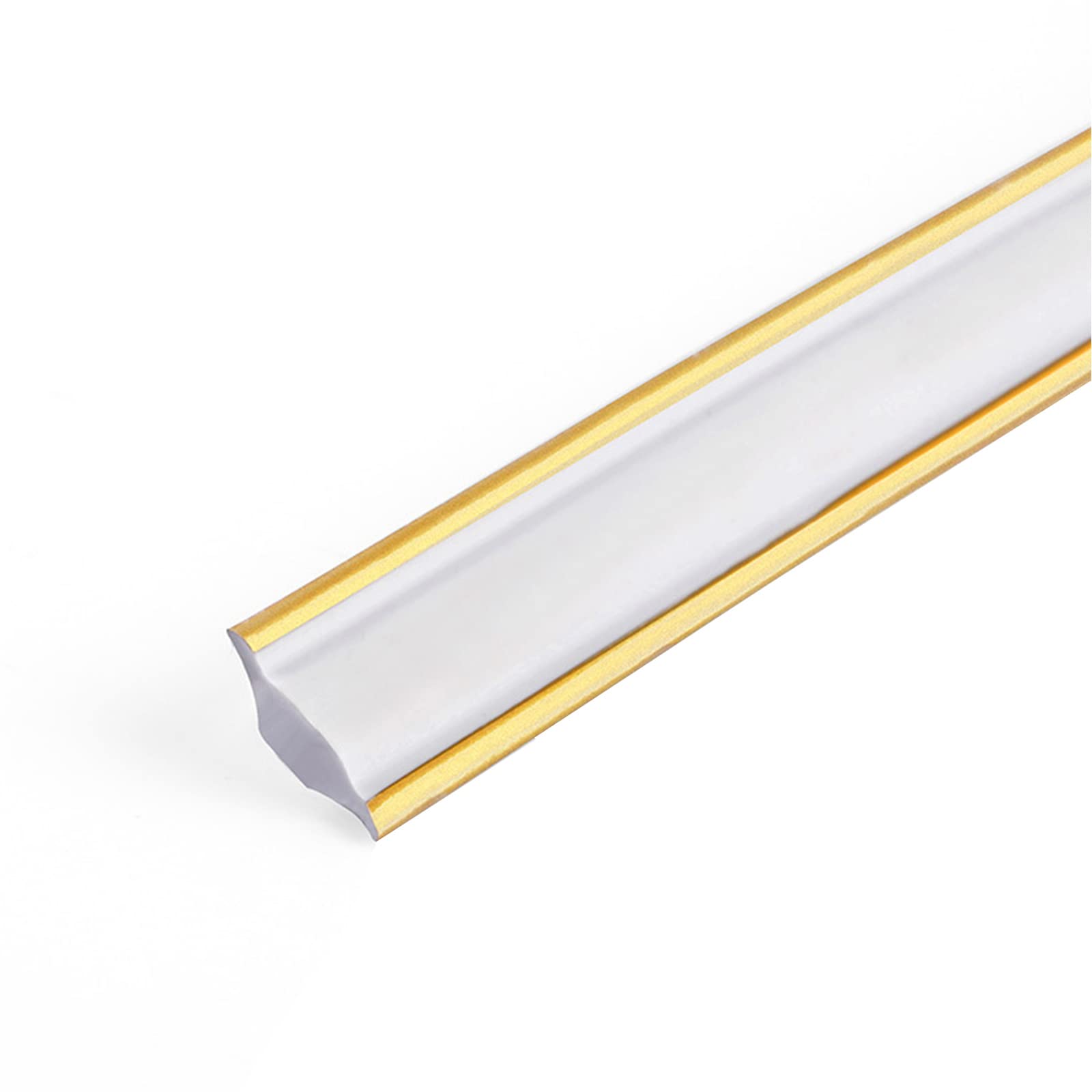PVC Edging Strip Self Adhesive Quadrant Trim Skirting Board 5M Home Wall Inside Corner Decoration Caulk Strip Strong Self-Adhesive Anti-Mold Skirting Board(White with Gold Trim,27 * 20mm)