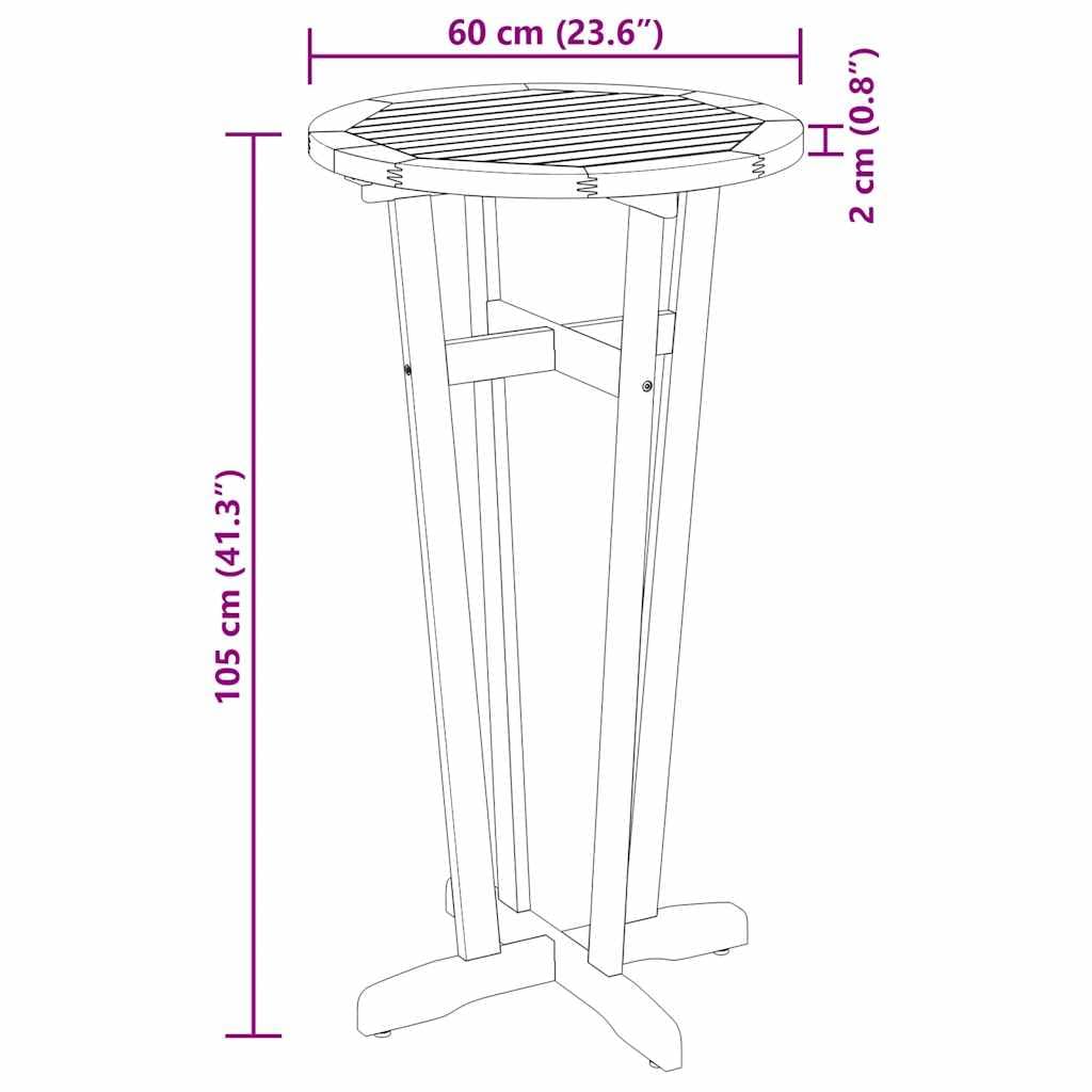 vidaXL Tuinbartafel 60x105 cm massief acaciahout, bar tafel, buitentafel, tuintafel, bartafel tuin, buiten tafel, tuin tafel, tuinbar, tuin bar