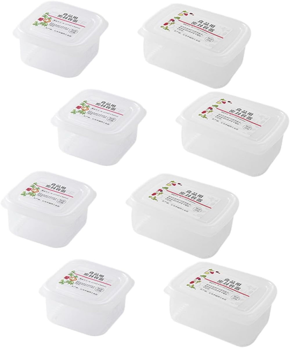 VILLCASE 8pcs Plastic Meat Container for Refrigerator with Lid Storage Box
