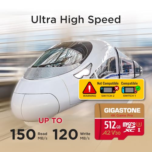 Image of 【for Switch 1 Only】 Gigastone 512GB Micro SD Card 2-Pack, 4K Game Pro, MicroSDXC for Nintendo-Switch 1, Action Camera, UHD Video, R /W up to 150 /120 MB /s, UHS-I U3 A2 V30 C10【5-Years Data Recovery】
