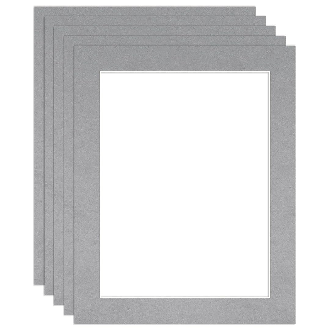 Procut Global 20x16" Silver Picture Mounts to Fit 16x12" Aperture - Precision Cut Cardboard Photo Mount - Ideal for Frames, Prints, Artwork & Certificates - Sizes & Colours Available - 5 Pack — image 1