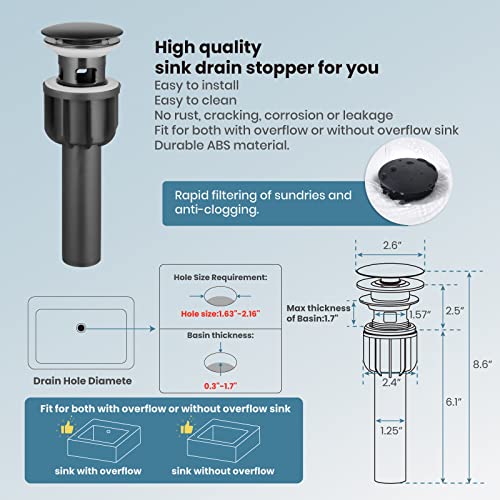Gotonovo Matte Black Vessel Bowl Sink Faucet 1 Handle Single Hole Deck Mount Bathroom Lavatory Vanity Mixer Bar Tap Tall Spout Faucet With Pop Up Drain Combo thumb #6