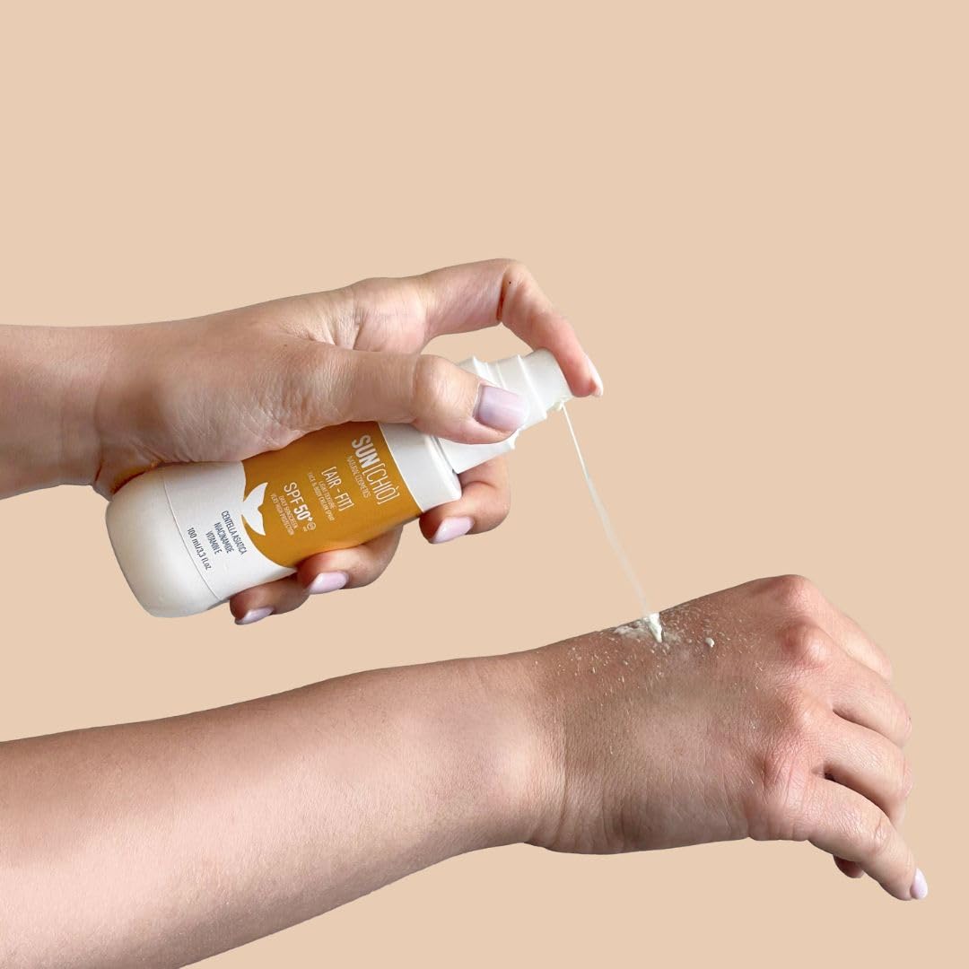 Sunchiò AIR-FIT Crema Solare Spray Viso e Corpo SPF50+, Protezione Molto Alta, Tecnologia AIR-FIT, Texture Ultra Leggera, a Rapido Assorbimento, Tutti i Tipi di Pelle, 100ml