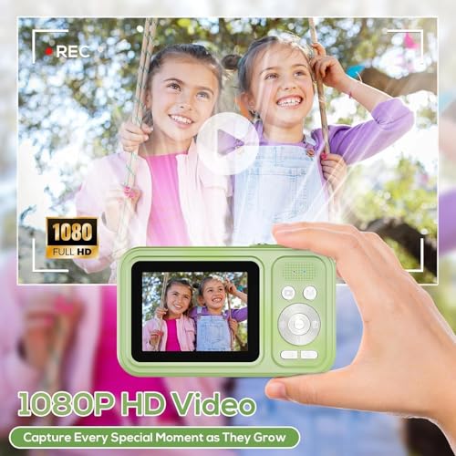Image of Digital Camera for Kids, HILDCROA 48MP FHD 1080P Point and Shoot Digital Cameras with 16X Zoom Anti-Shake, Compact Portable Cameras for Photography, for Boys Girls Teens Beginners,Green