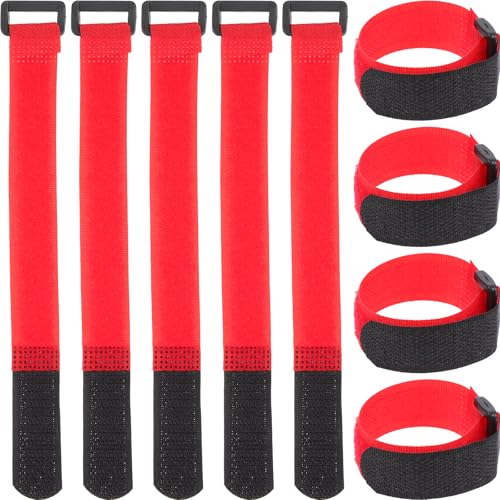 Lurrose 20 piezas de correas de nylon rojas para sujetar cables, organizador de extensión de cable para gestión en hogar y garaje, cinta reutilizable para fijar cables miniatura 1