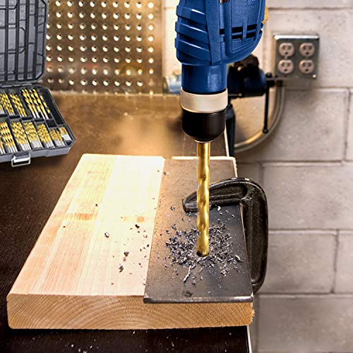 230 Pieces Titanium Twist Drill Bit Set, Anti-Walking 135° Tip High Speed Steel, Size from 3/64