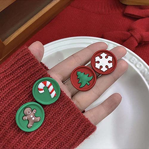 Xufun Wild Simple Alloy Christmas Tree Gingerbread Man Girls Women Earrings Fashion Jewelry Christmas Stud Earrings Korean Style Earrings(Red) #TOP6