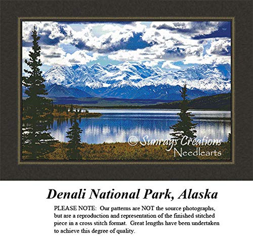 Sunrays Creations Landscape Cross Stitch Pattern | Denali National Park, Alaska (Pattern Only, You Provide The Floss and Fabric)