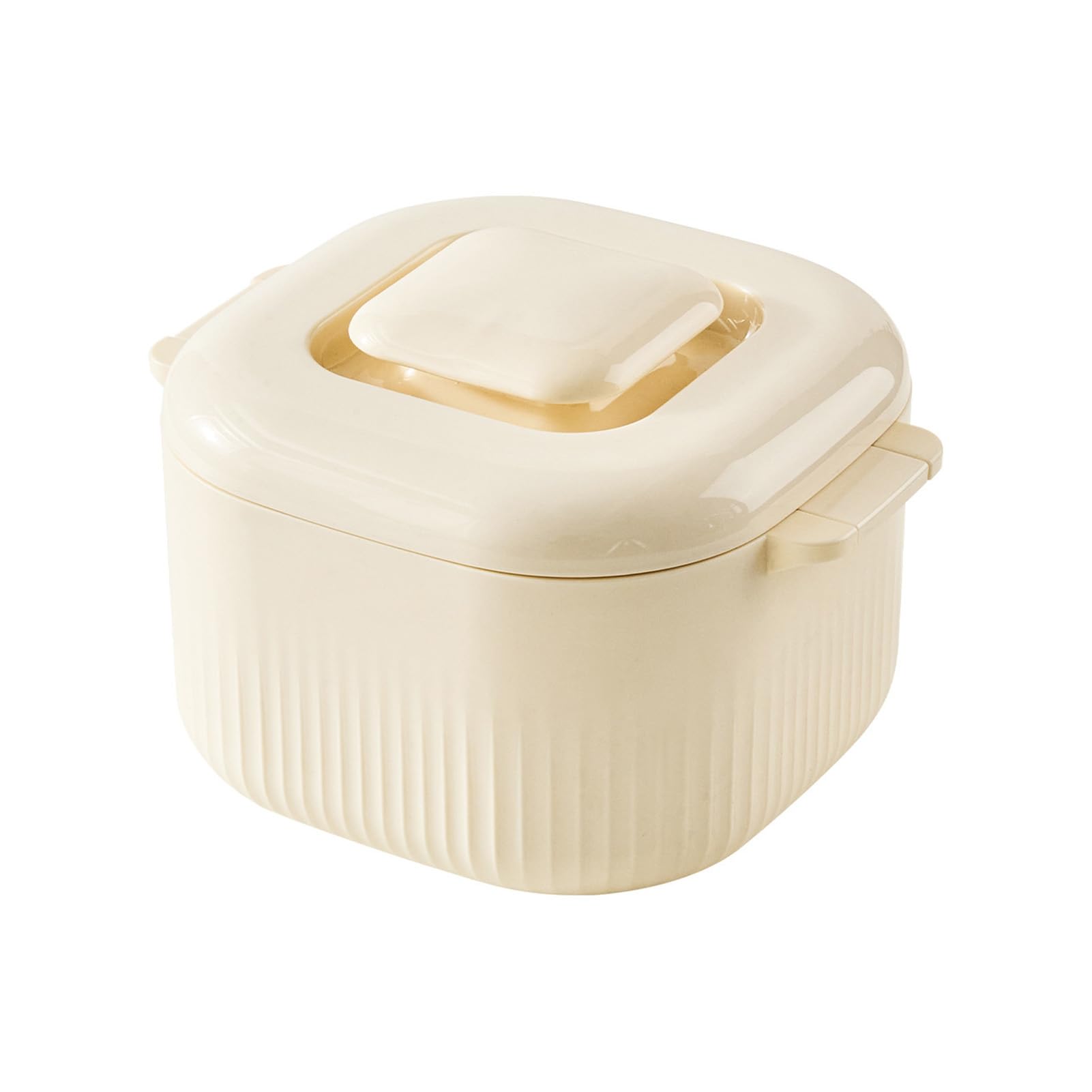 RetroNest Lunch Box,700ML PP Portable Food Container,Microwave Safe Storage For Office Work Outdoor Travel With Secure Lid And Handle Beige