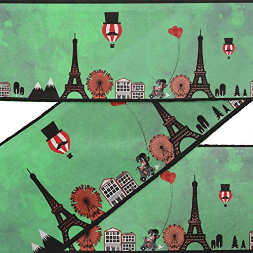 IBA Indianbeautifulart Verde ballon aria calda, london eye & Torre Eiffel architettonico lacci in tessuto per mestieri stampati in velluto bordino in tessuto bordo cucito bordino 9 yard 4 pollici IBA Indianbeautifulart Verde ballon aria calda, london eye & Torre Eiffel architettonico lacci in tessuto per mestieri stampati in velluto bordino in tessuto bordo cucito bordino 9 yard 4 pollici
