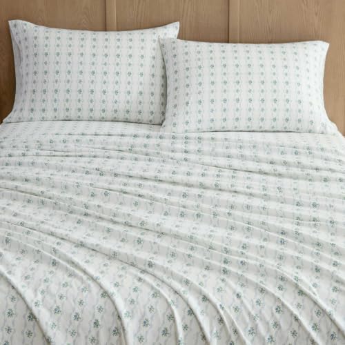 Image of Martha Stewart - Full Cotton Flannel Sheet Set with Pillowcases | Brushed Feel, Breathable Comfort, Deep Pocket Fit, Fully Elasticized Edge, Self-Hem Finish, Machine Washable