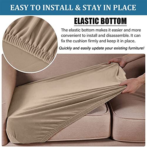 BXFUL Sofa-Sitzkissenbezüge, Sofakissen-Bezüge Stretch-Samt, Couchkissen-Bezüge Ersatz für individuelle Kissen mit elastischem Stoff (1-Sitzer,Sand)