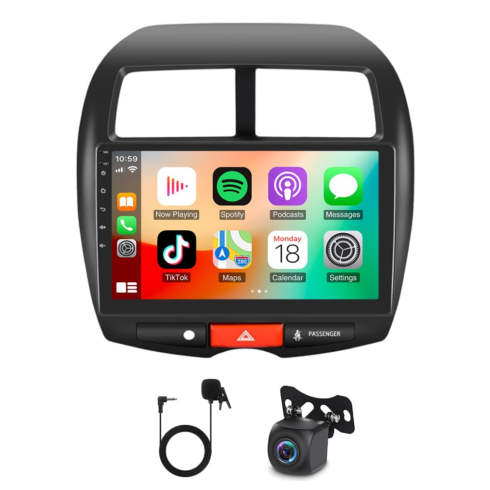 Radio samochodowe 4+64G 2 DIN Android 15 dla Mitsubishi ASX 2010–2017 z Carplay Android Auto, 10-calowy ekran dotykowy, głowica stereo z nawigacją GPS, odtwarzacz radio z funkcją DAB+ FM RDS SWC